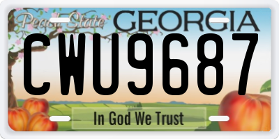 GA license plate CWU9687