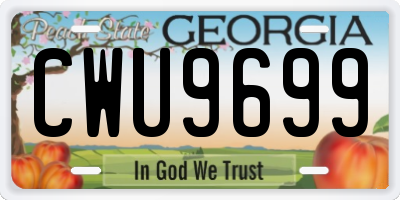 GA license plate CWU9699