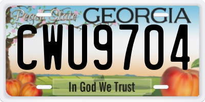 GA license plate CWU9704