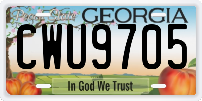 GA license plate CWU9705