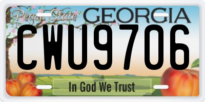GA license plate CWU9706