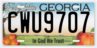 GA license plate CWU9707