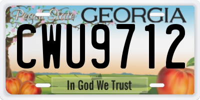 GA license plate CWU9712