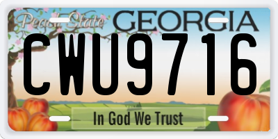 GA license plate CWU9716