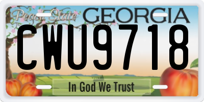 GA license plate CWU9718