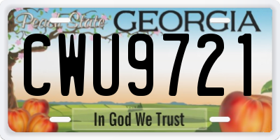 GA license plate CWU9721