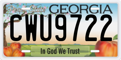 GA license plate CWU9722