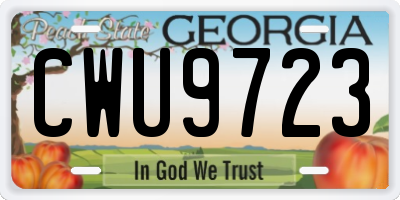 GA license plate CWU9723