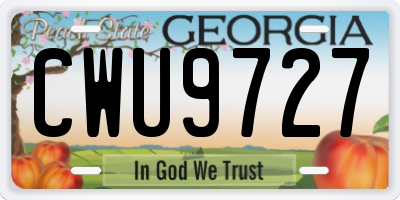 GA license plate CWU9727