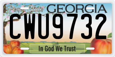 GA license plate CWU9732