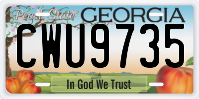 GA license plate CWU9735
