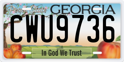 GA license plate CWU9736
