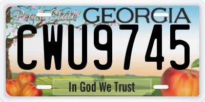 GA license plate CWU9745
