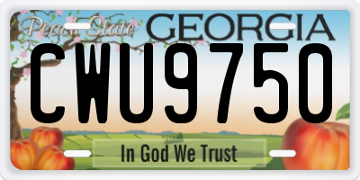 GA license plate CWU9750