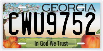 GA license plate CWU9752