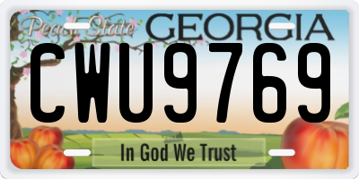 GA license plate CWU9769