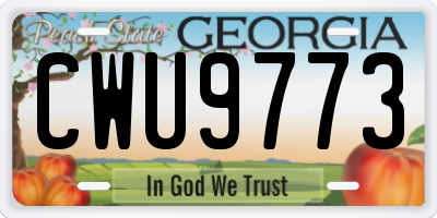 GA license plate CWU9773