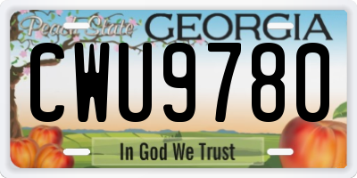 GA license plate CWU9780