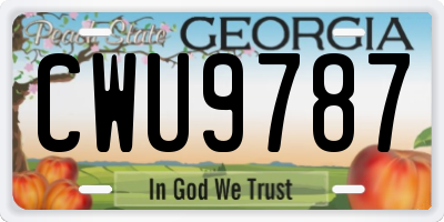 GA license plate CWU9787
