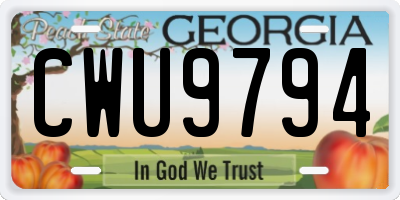 GA license plate CWU9794