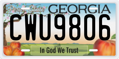GA license plate CWU9806
