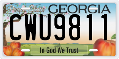 GA license plate CWU9811