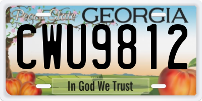 GA license plate CWU9812