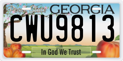 GA license plate CWU9813
