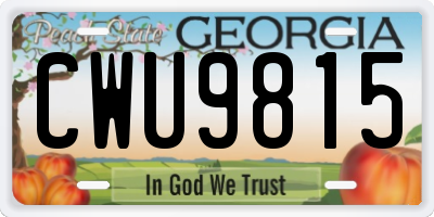 GA license plate CWU9815