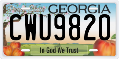 GA license plate CWU9820