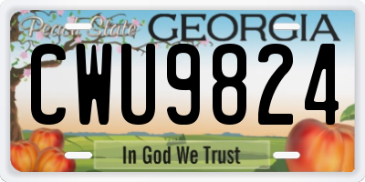 GA license plate CWU9824