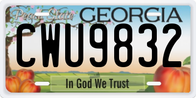 GA license plate CWU9832