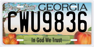GA license plate CWU9836