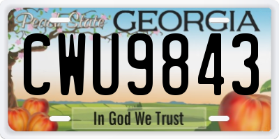 GA license plate CWU9843