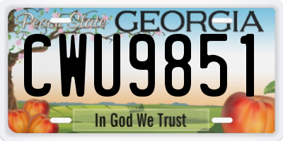 GA license plate CWU9851