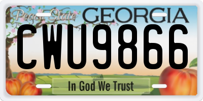 GA license plate CWU9866