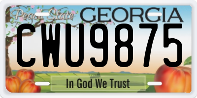 GA license plate CWU9875