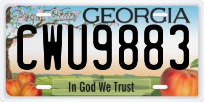 GA license plate CWU9883