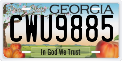 GA license plate CWU9885