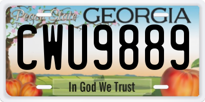 GA license plate CWU9889