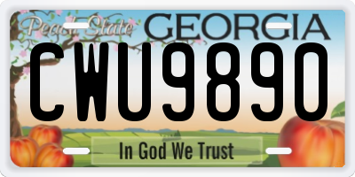 GA license plate CWU9890