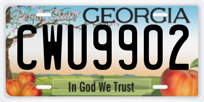 GA license plate CWU9902