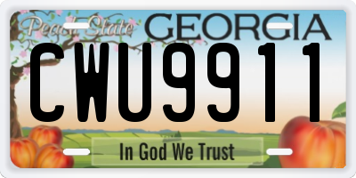 GA license plate CWU9911