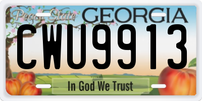 GA license plate CWU9913