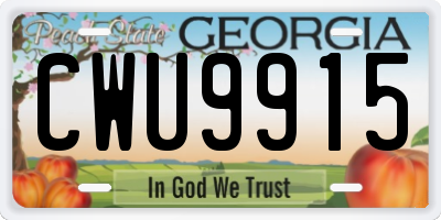 GA license plate CWU9915