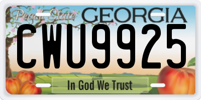 GA license plate CWU9925