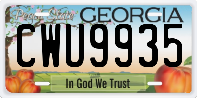 GA license plate CWU9935