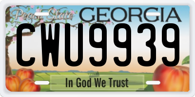 GA license plate CWU9939