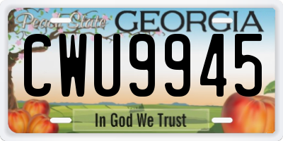GA license plate CWU9945