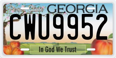 GA license plate CWU9952